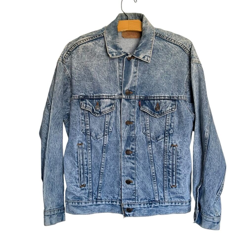 Levi's Vintage Trucker Jacket Denim Jean Made in USA Acid Wash 70507-0227 Size S